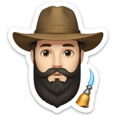 Bearded figure — large hat with horn, tattoo on face sticker
