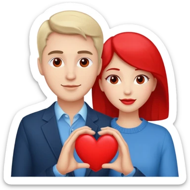 An in love couple with a heart above them, enjoy style sticker