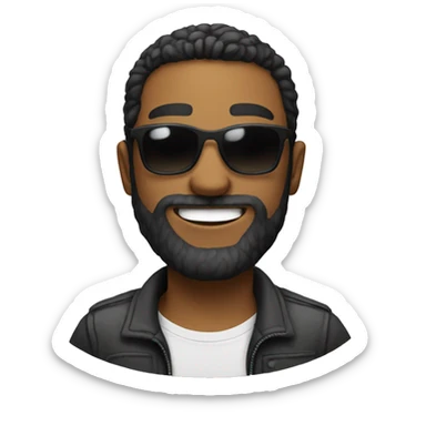 Young man with a beard and sunglasses smiling sticker