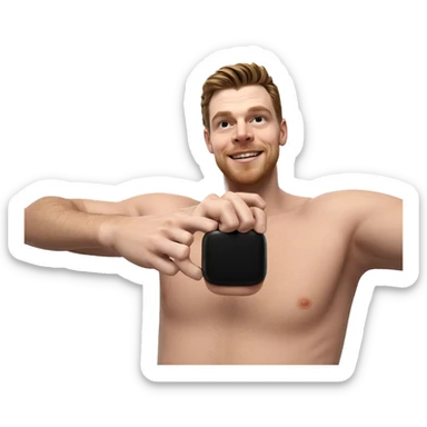 smiling male portrait by window sticker