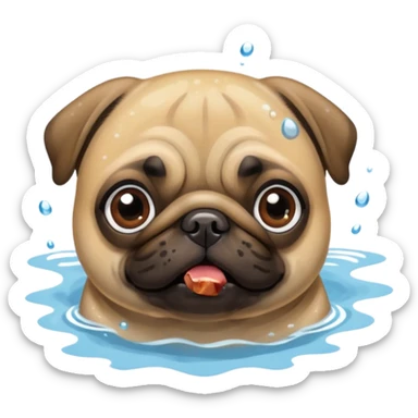 Pug  nadando sticker