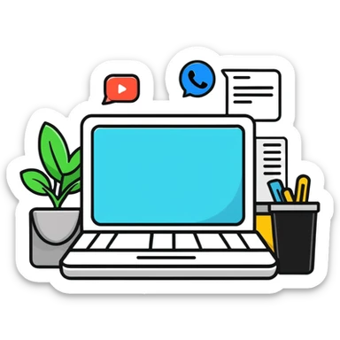 Colorful webpage with social media elements sticker