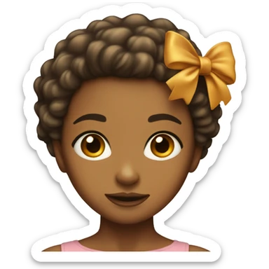 A caramel skined girl with short kinky hair and a bow sticker