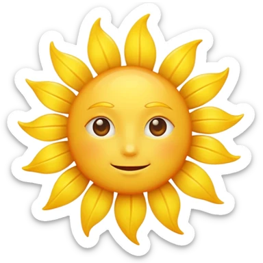 no facial features (no eyes, no mouth, no nose),a yellow sun, bright and shining sticker