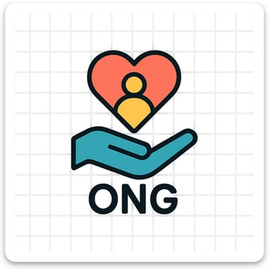 ONG logo, modern, bold, simple, suitable for a non-profit organization, vector style, clean lines, minimal text sticker
