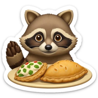 Raccoon with empanadas for hands  sticker