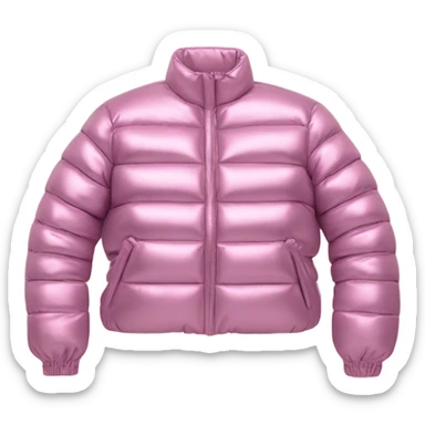 Realistic isolated side view of an open metallic pink cropped puffer jacket. sticker