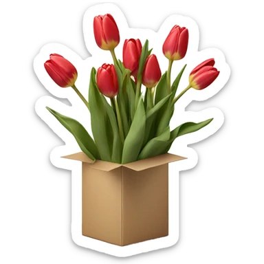 Realistic tulips in box sticker
