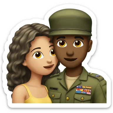 Army boy with girlfriend kiss sticker