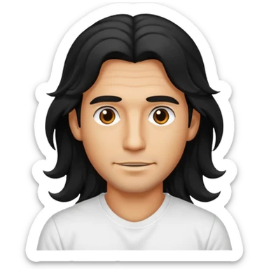 Männlich, lange gewellte schwarze Haare, Hautfarbe stark gebräunt sticker