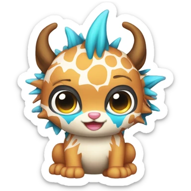 an edgy cute kawaii vernid-fionbri with splash patterns full body sticker