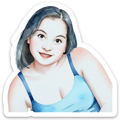 smiling girl in watercolor portrait sticker
