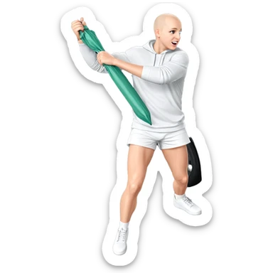 bald boy with umbrella parody sticker