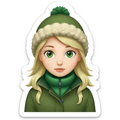 Girl green eyes with winter clothes  sticker