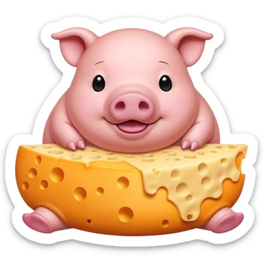 Fat pig with cheese feets sticker