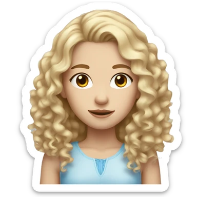 A pale-skinned girl with curly brown hair that turns into blond by a gradient, this girl also has blue eyes sticker