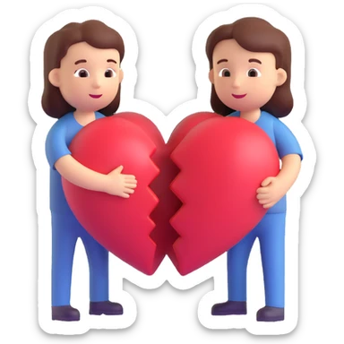 Heart between 2 people sticker