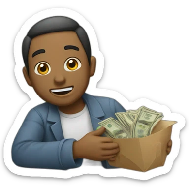 Cajero recibiendo dinero sticker