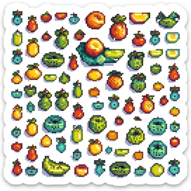 retro blocky fruit sticker
