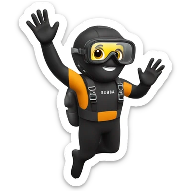 Scuba diver waving sticker