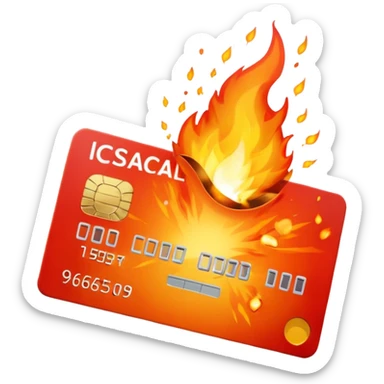 credit card on table with a bang sticker