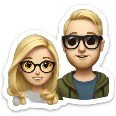 Mac Miller With a blond girl with glasses sticker