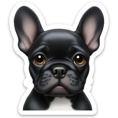 Solid black Frenchie puppy sticker