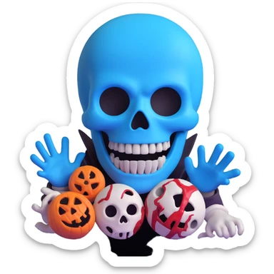 3D horror movie poster in blue color sticker