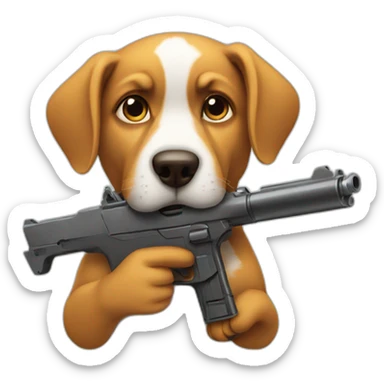 Dog with a gun sticker