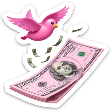 pink money flying  sticker