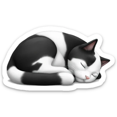 Black and white cat sleeping sticker