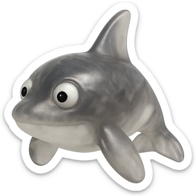 Make the orca even more transparent and slightly see-through, keeping the natural black and white colors, in a retro 90's toy style with derpy eyes, soft plastic texture, soft reflections, soft and squishy appearance, some cloudiness, not shiny, highly detailed and appealing. Remove any tags and background. sticker