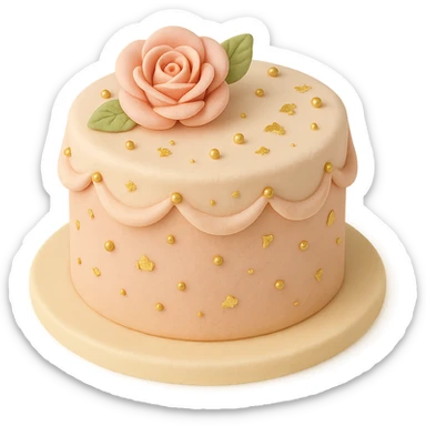 round fondant cake with gold accents sticker