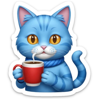 blue cat with coffee sticker