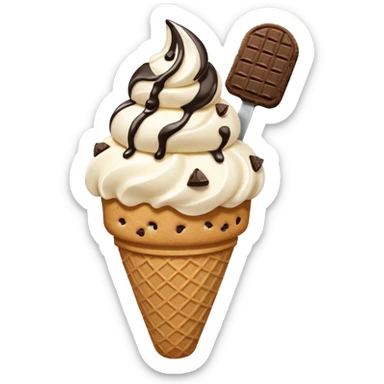 ice cream cone with cookies and cream scoop and cookie pieces sticker