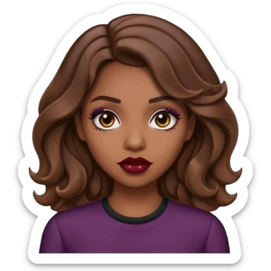 Baddie girl with brown weavy hair sticker