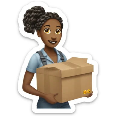 Black, cool looking lady with braids moving into new house sticker