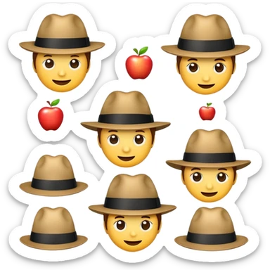 A fedora emoji in the style of Apple emojis, with a playful and cute design. sticker