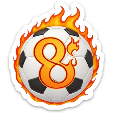 soccer ball with the number 8, Flames are coming from the sword sticker