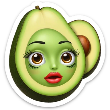 Aguacate con labios y pestañas  sticker