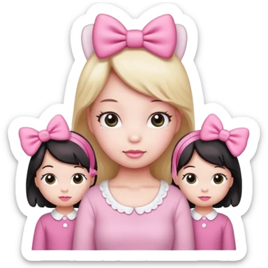 Cute hello kitty mama with 3 little girls  sticker