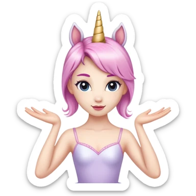 anthropomorphised female unicorn ballerina, head and shoulders, straight on, standard pose sticker