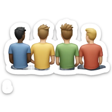 4 guys watching tv together  sticker