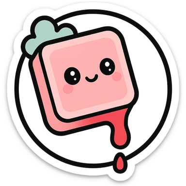 little alchemy style icon
subject: blood soap
border: medium-black
shape: round, circular
background: white
style: full color fill with medium black outlining sticker