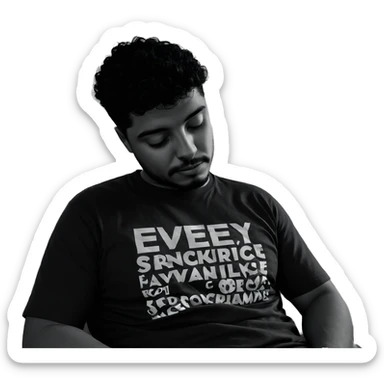 contemplative monochrome male portrait sticker