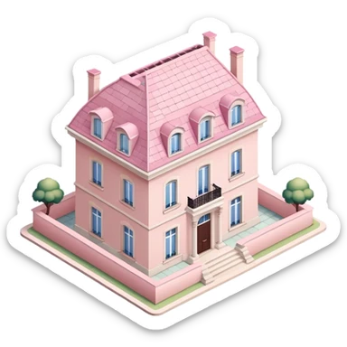 Light Pink Parisian mansion isometric  sticker