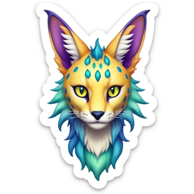 Epic Edgy Colorful ethereal eldritch Sergal-Serval-Fionbri sticker