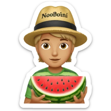 Noob hat watermelon text noobini watermeloni sticker