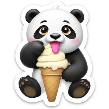 Panda eating ice cream sticker