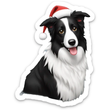 black and white border collie christmas sticker